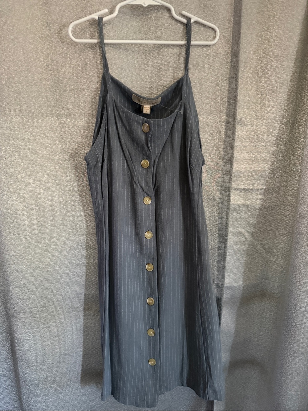 Monteau Slate Pinstripe Button-Front Midi Dress